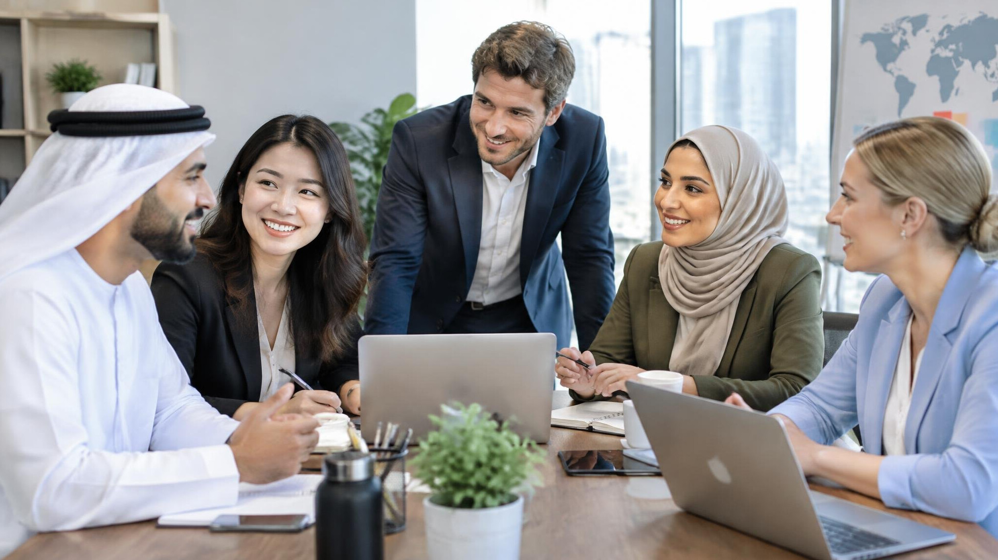 Diverse team of professionals collaborating around a table